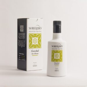 Estuche AOVE Soberbio Monovarietal Gordal Sevillana. 1 x 500 ml.